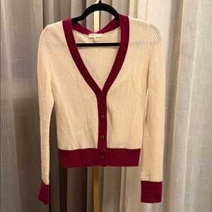rag & bone Cream Cardigan with Red Trim